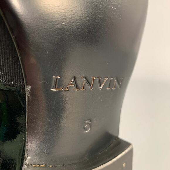 LANVIN Size 6 Black Patent Leather Slip On Loafers main image 10